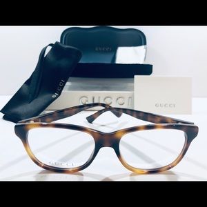 Gucci Women's Eyeglasses Havana Brown Rectanguar
